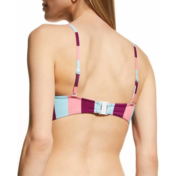 NEW TANYA TAYLOR poppy bikini top in salmon rose multi - Picture 2 of 3